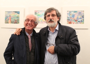 Inaugurazione mostra- Giuseppe De Filippo con l'artista Corrado Alderucci